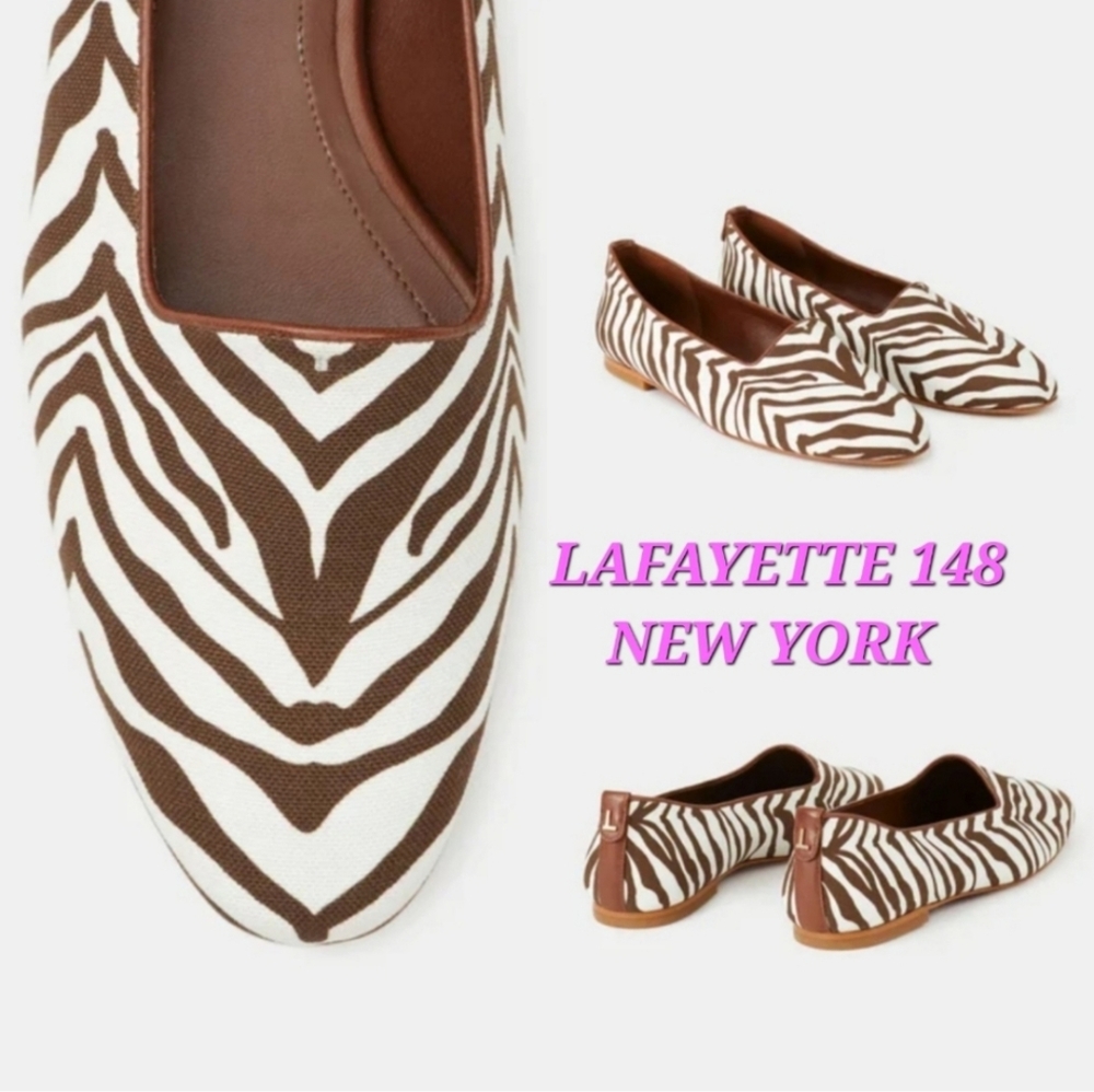 LAFAYETTE 148 New York GEORGINE ICON LOAFER IN ZEVRON PRINT CANVAS sz 38